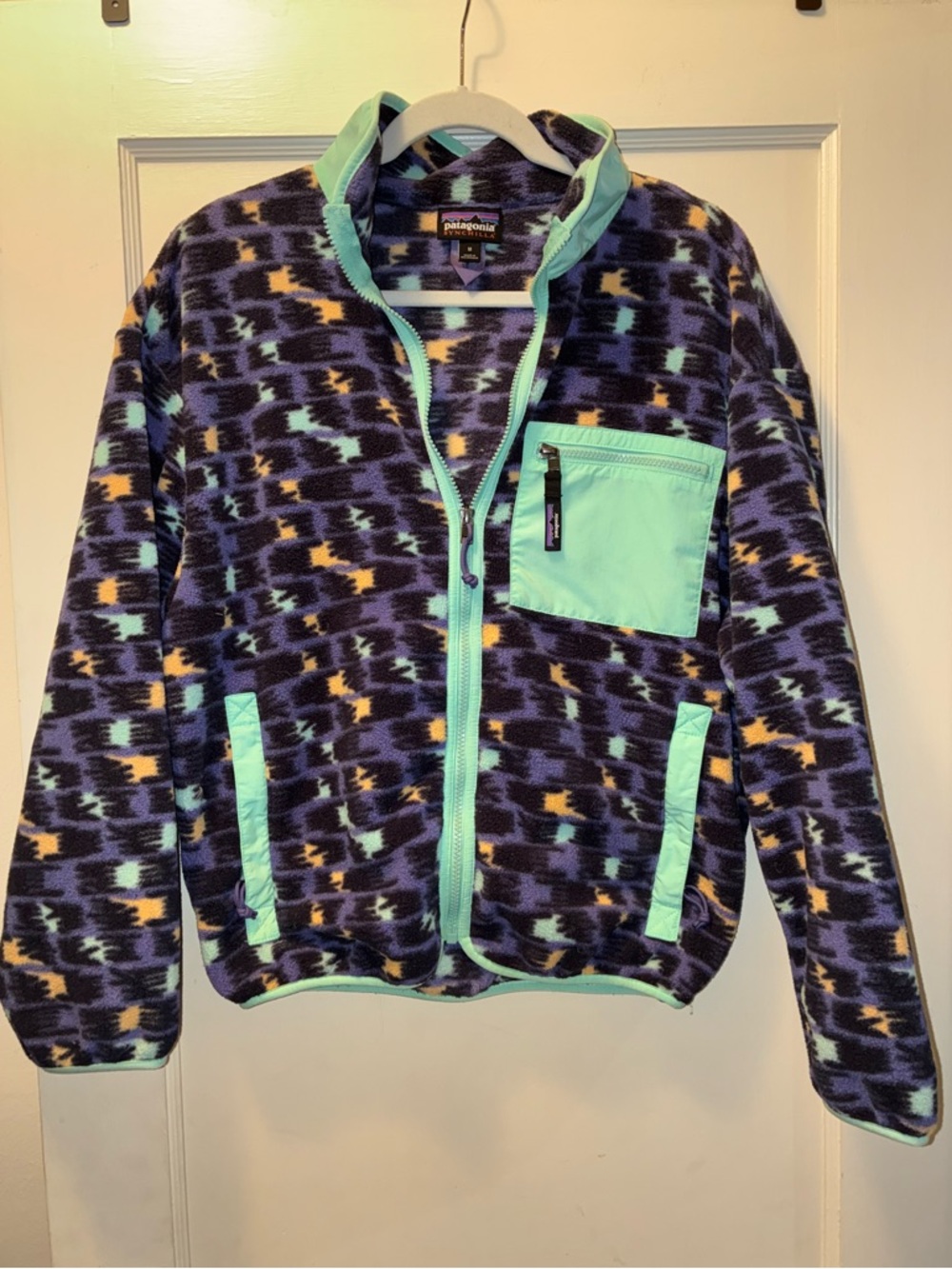 Patagonia Womens Medium Synchilla Jacket. Purple / Teal